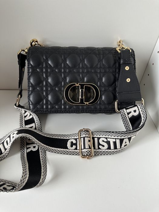 Torebka Dior na ramie czarna szeroki pasek w logo