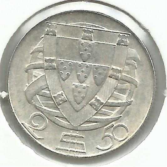1 Moeda portuguesa – 2,50 Escudos (Prata - 650 0/00) - 1945