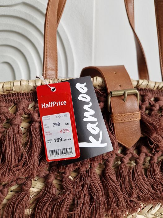 Piękny duży NOWY kosz boho plażowy pleciony torba koszyk na plażę