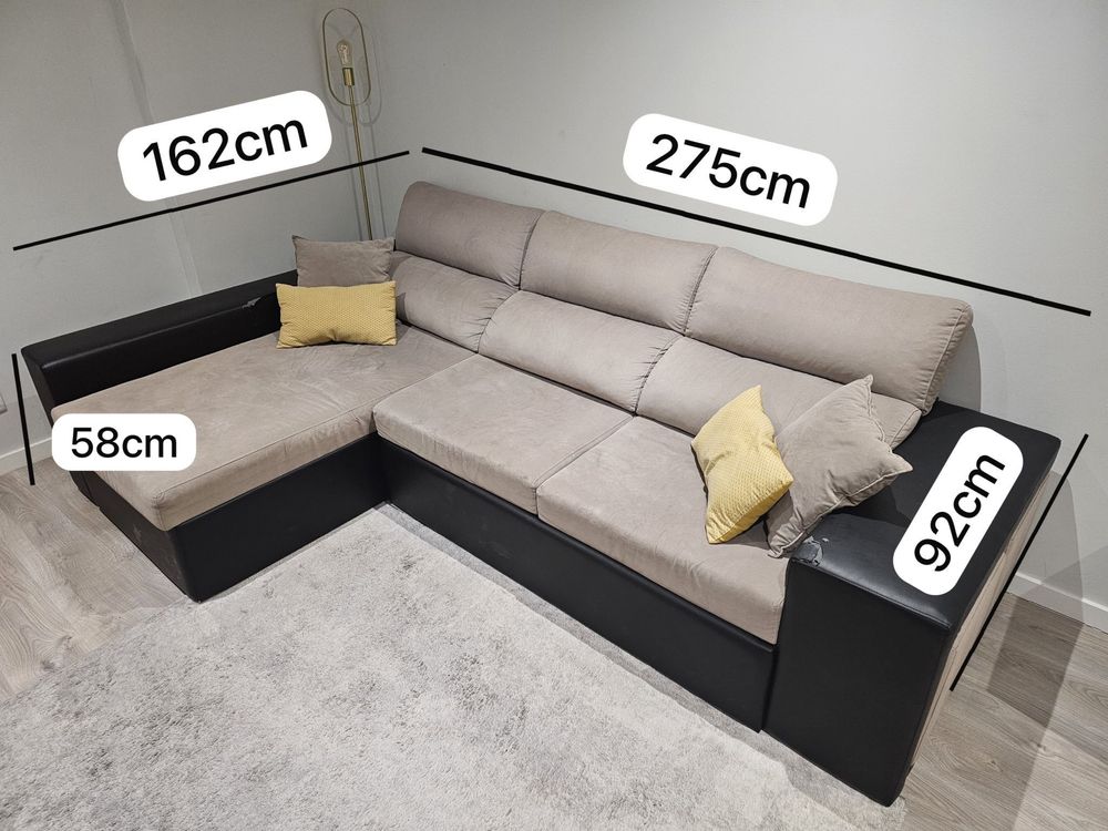 Sofá de 3 lugares com chaise longue