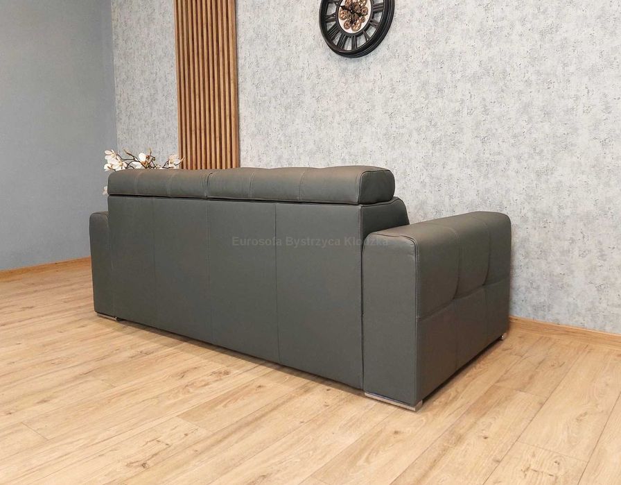 Kanapa 3os z funkcją spania + fotel włoska skóra naturalna