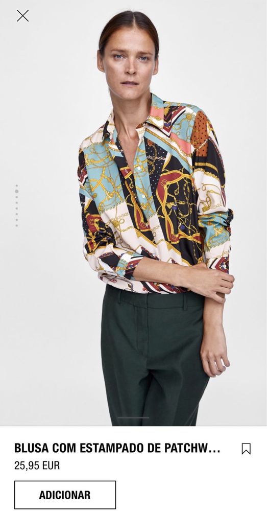 Blusa com estampado de Patchwork da Zara