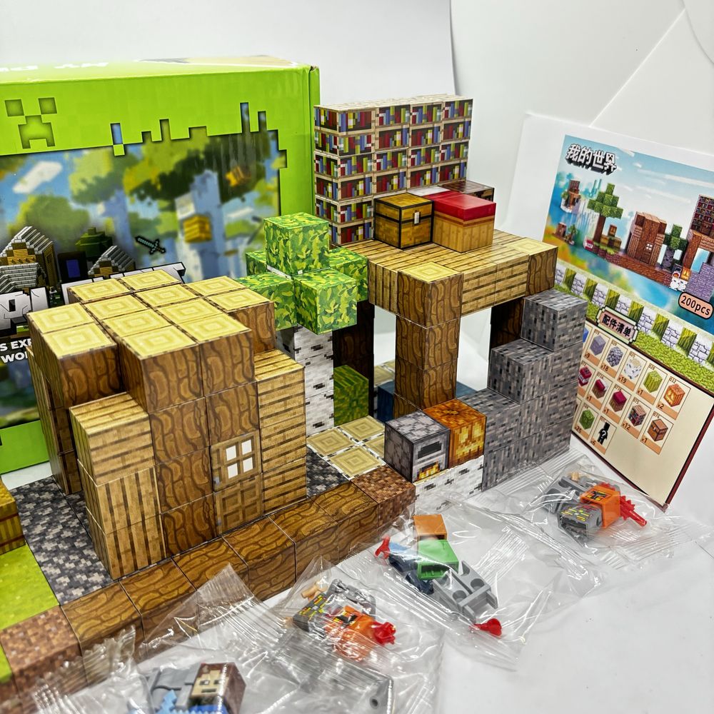 200шт + 6 фігурок Магнітний конструктор майнкрафт minecraft кубики