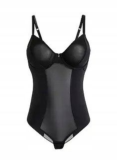 B.P.C body czarne ze stringami miękkie miseczki z fiszbiną 80B.