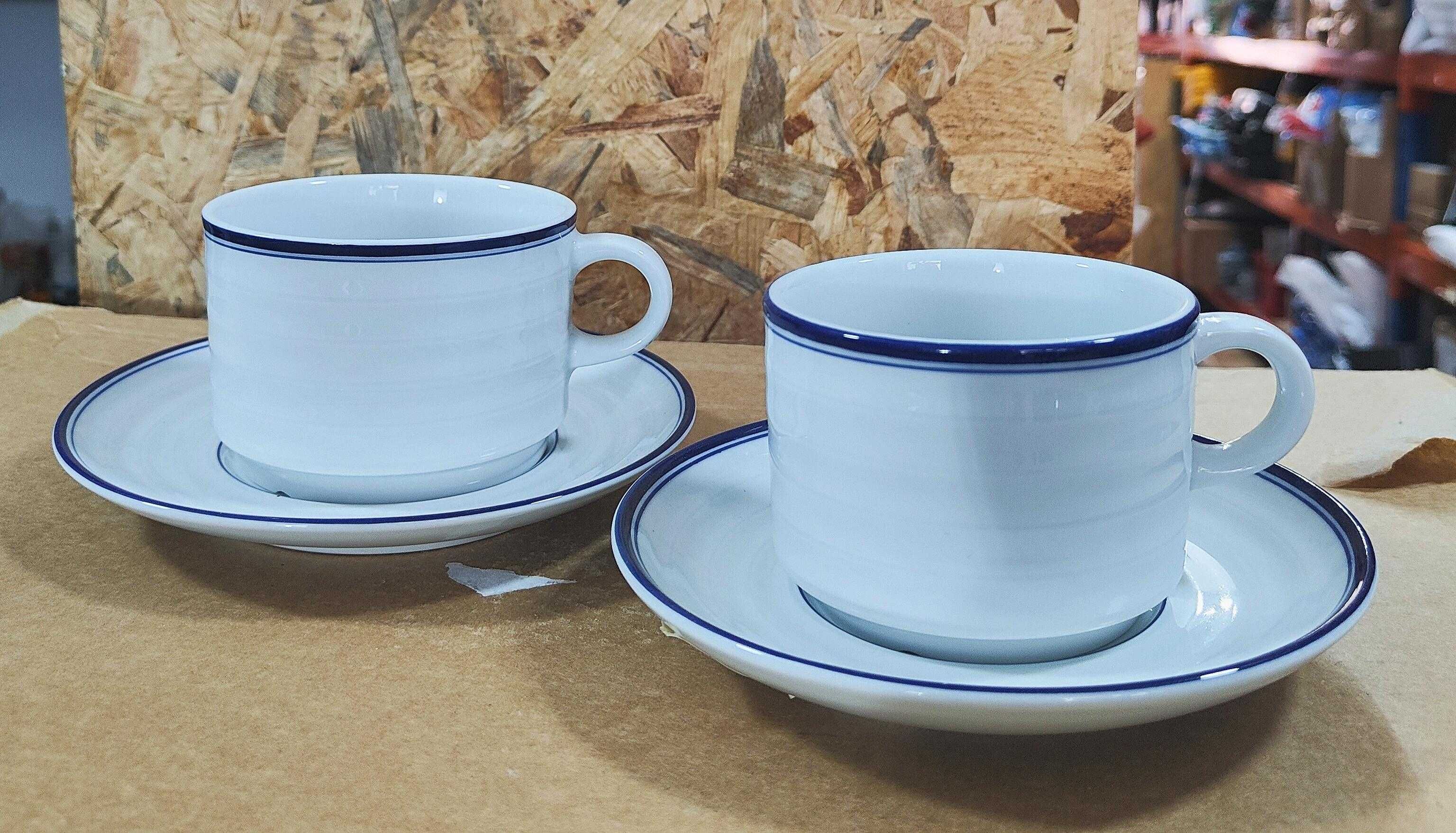 Conjunto de 2 chávenas com pires - risca azul