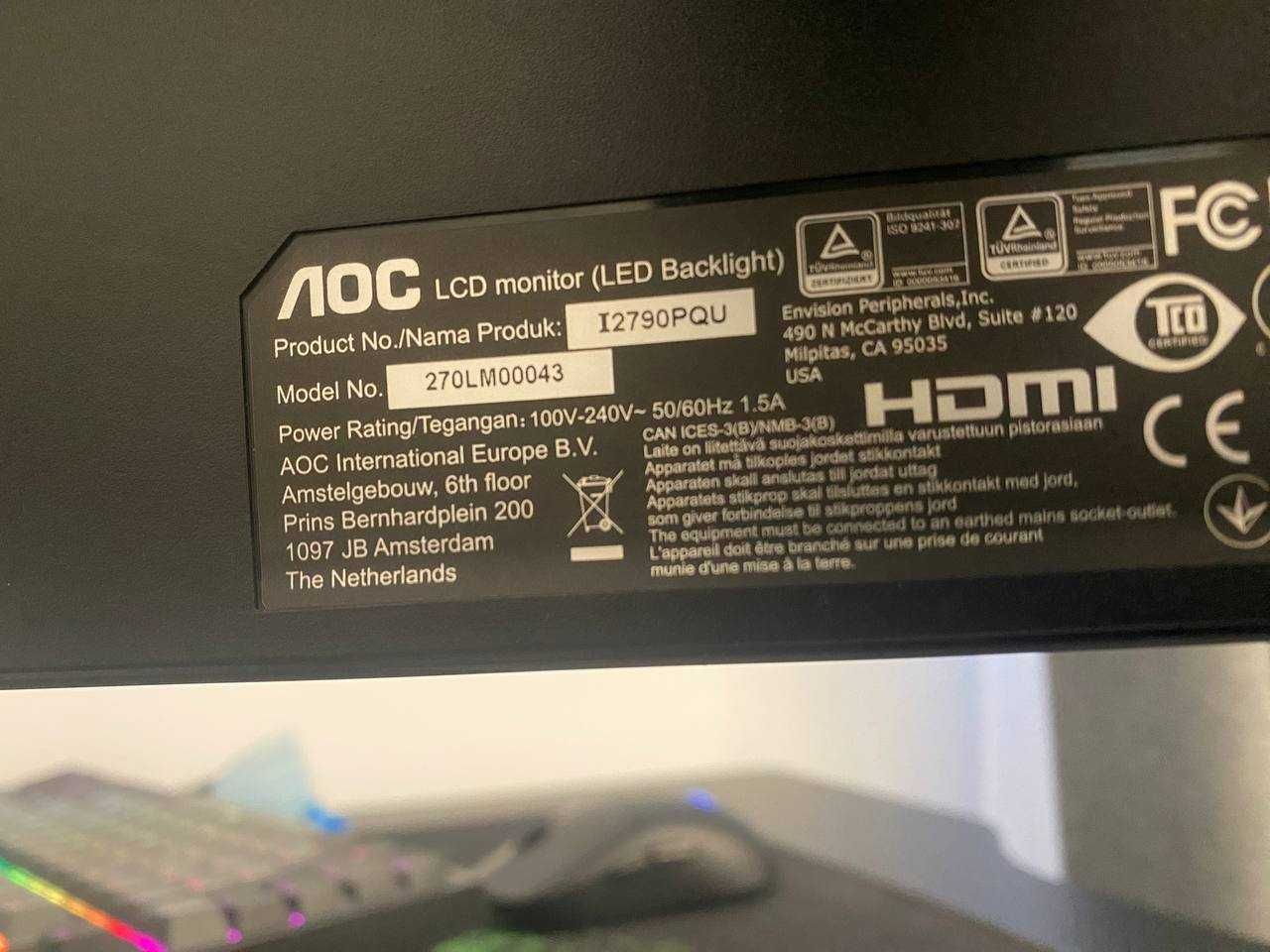 Монітор AOC U2790PQU 75гц