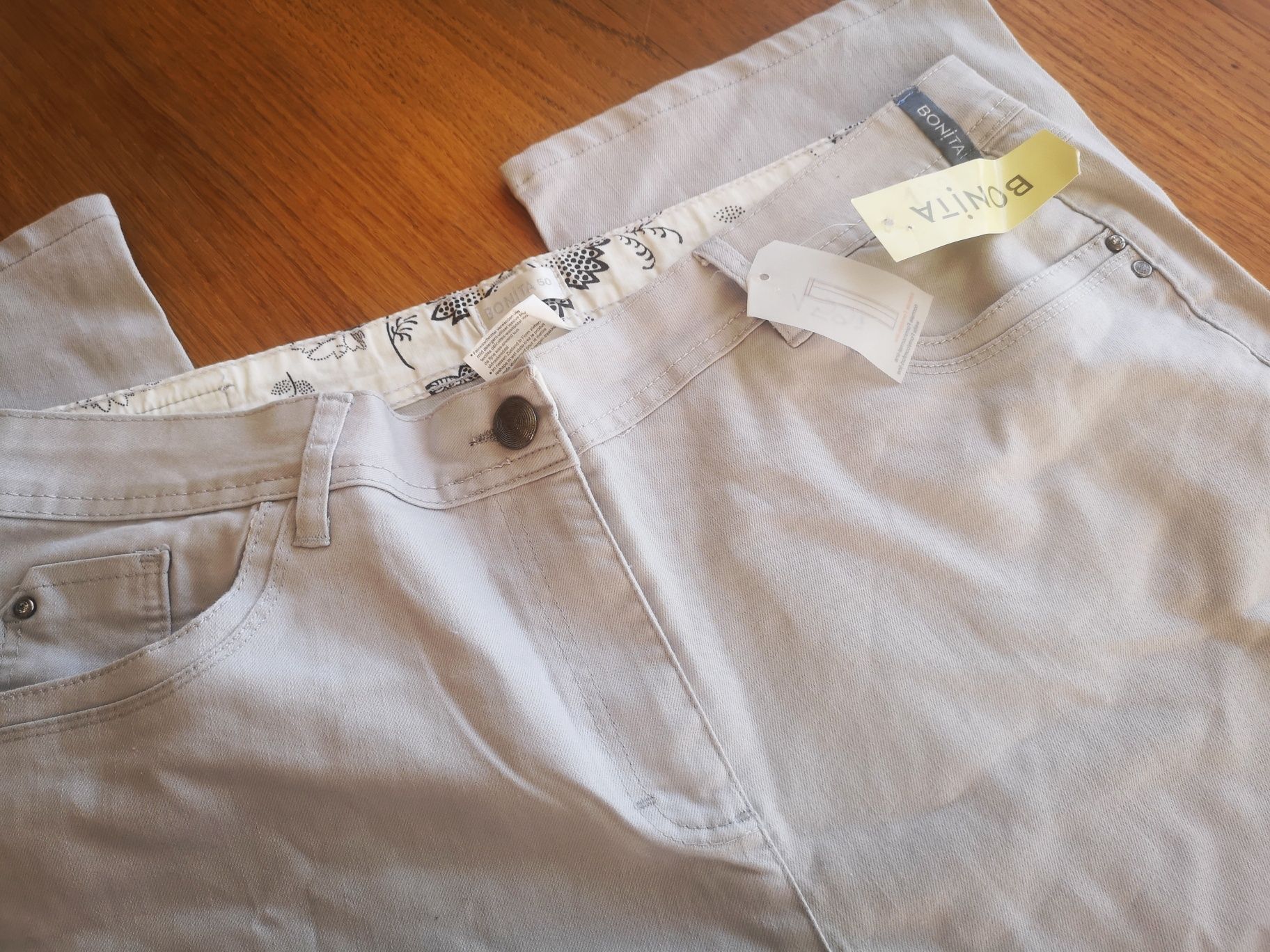 Spodnie Bonita damskie szare markowe porządne duży rozmiar 48 XXXXL 4X