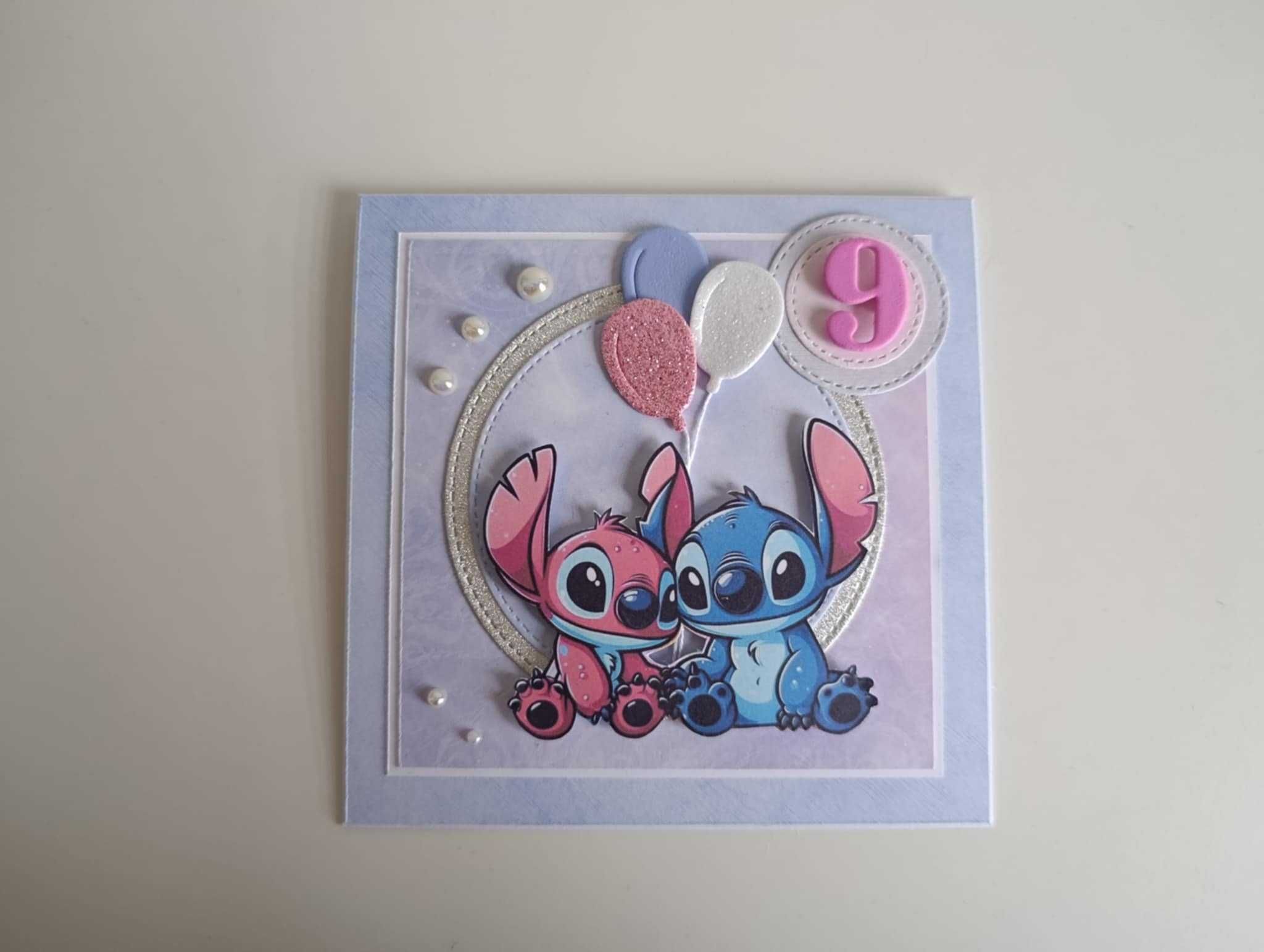 Kartka ręcznie robiona Stich i Angel