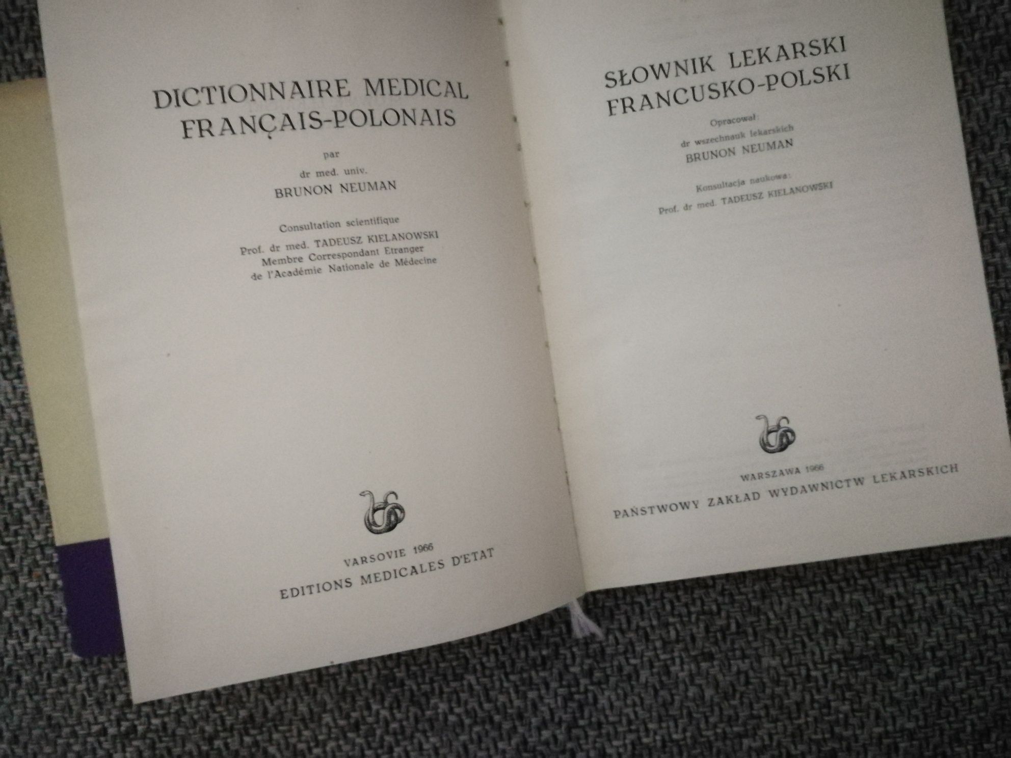 Słownik lekarski francusko - polski Neuman Bruno 1966 r.