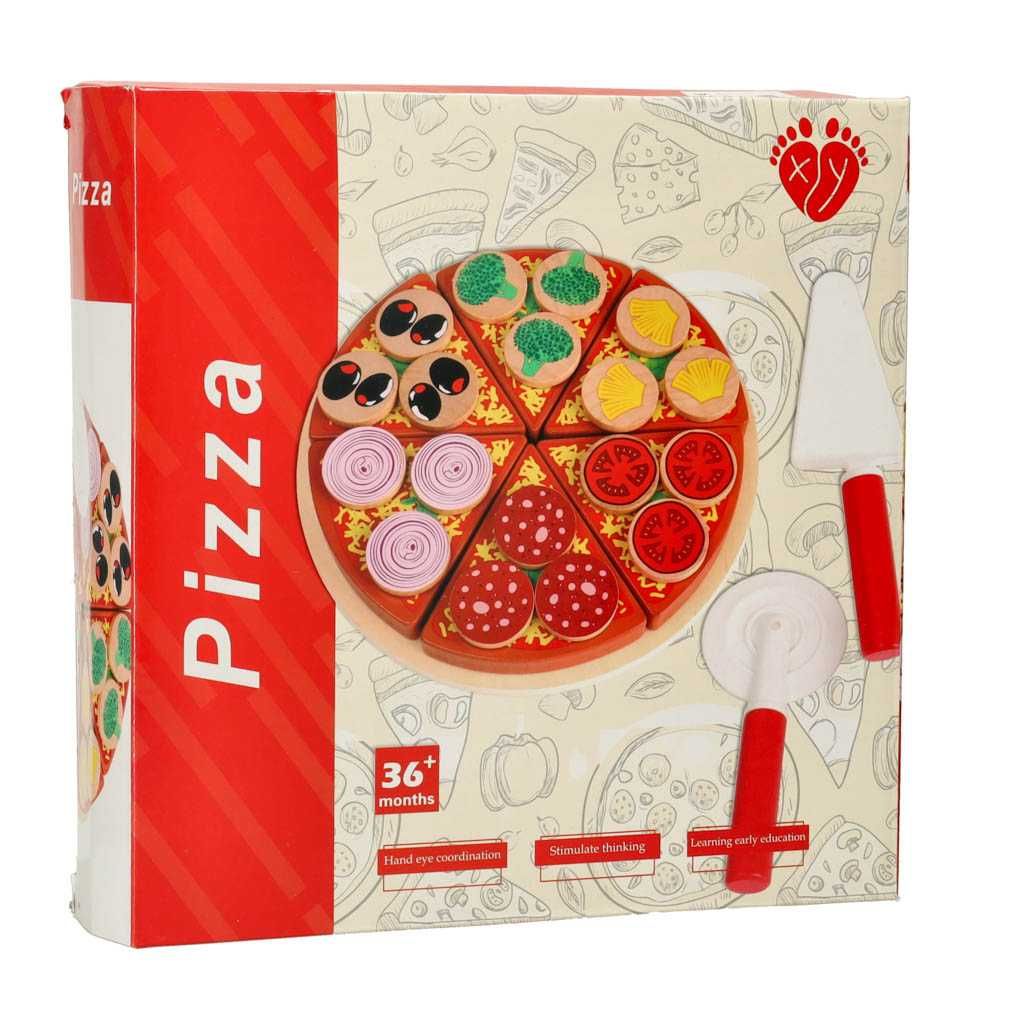 Pizza drewniany zestaw do zabawy z akcesoriami 20cm