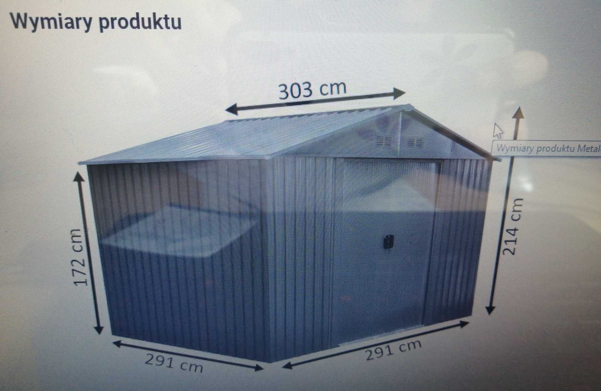 Metalowy domek narzędziowy 300x300 cm antracyt NOWY