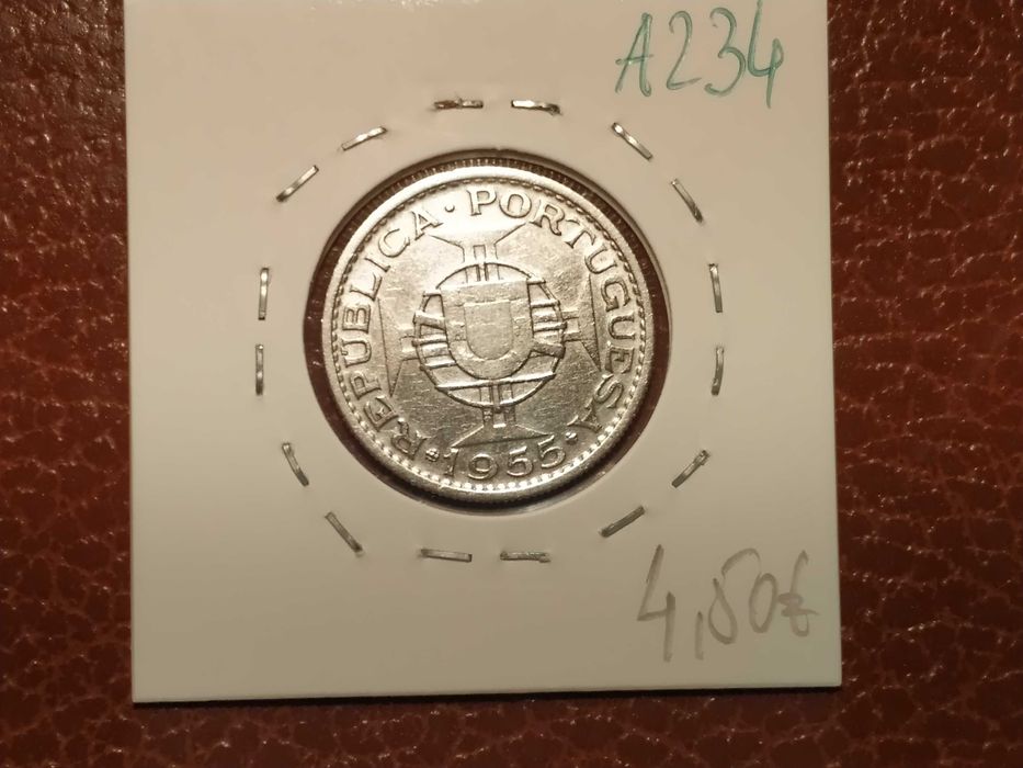 A234 Moeda em prata de 10 escudos de 1955 - Angola (Ultramar)