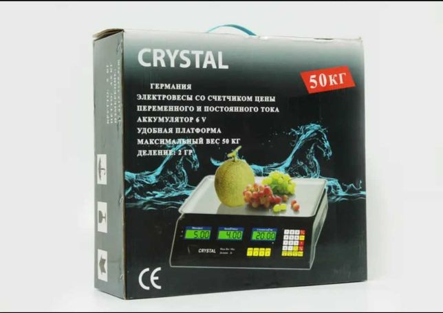Ваги Електронні торгові Crystal 50кг платформа метал весы