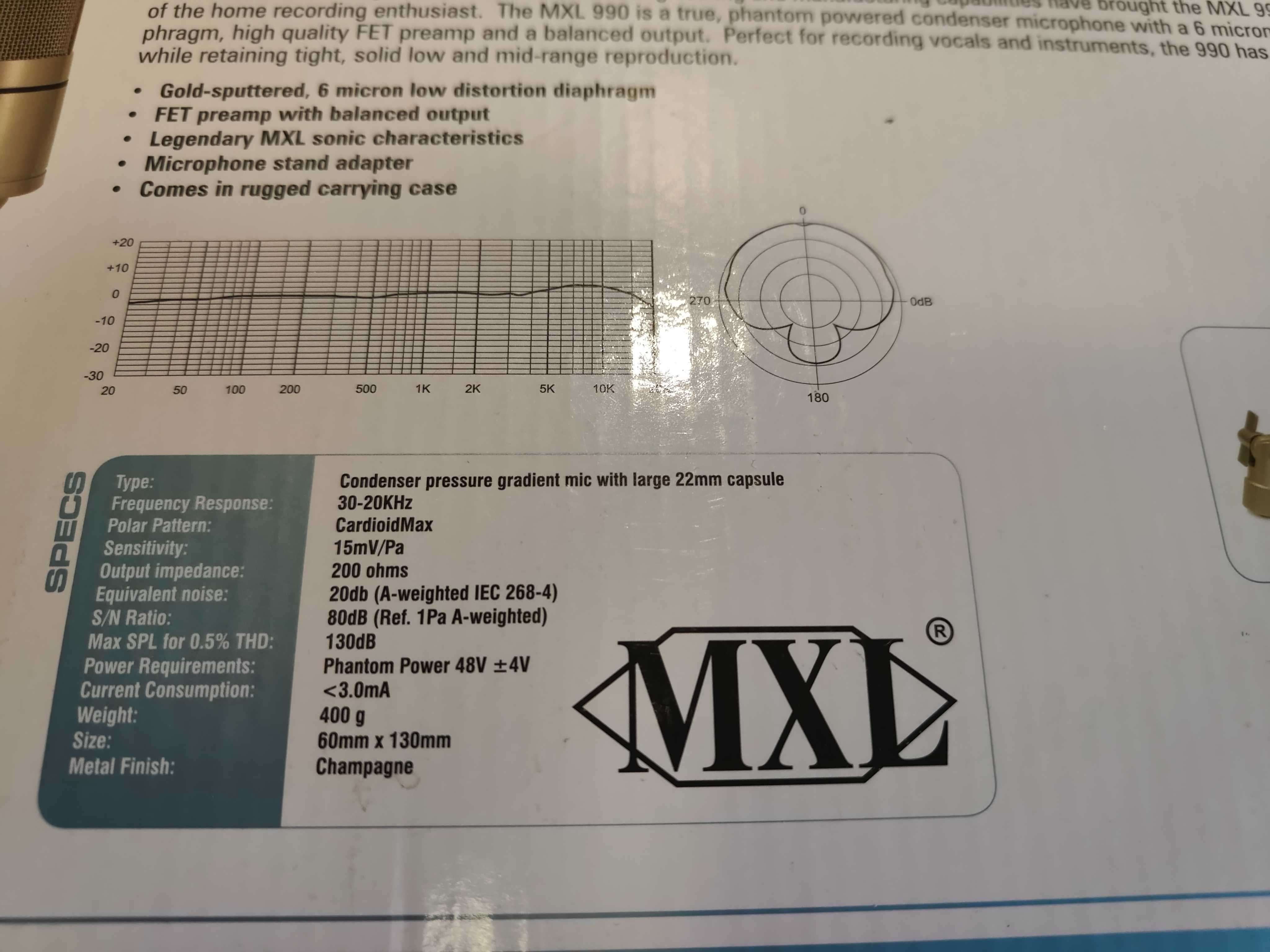 MXL 990 Mikrofon Pojemnościowy home studio