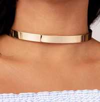 Металлическое золотистое ожерелье, колье, украшение на шею, чокер.