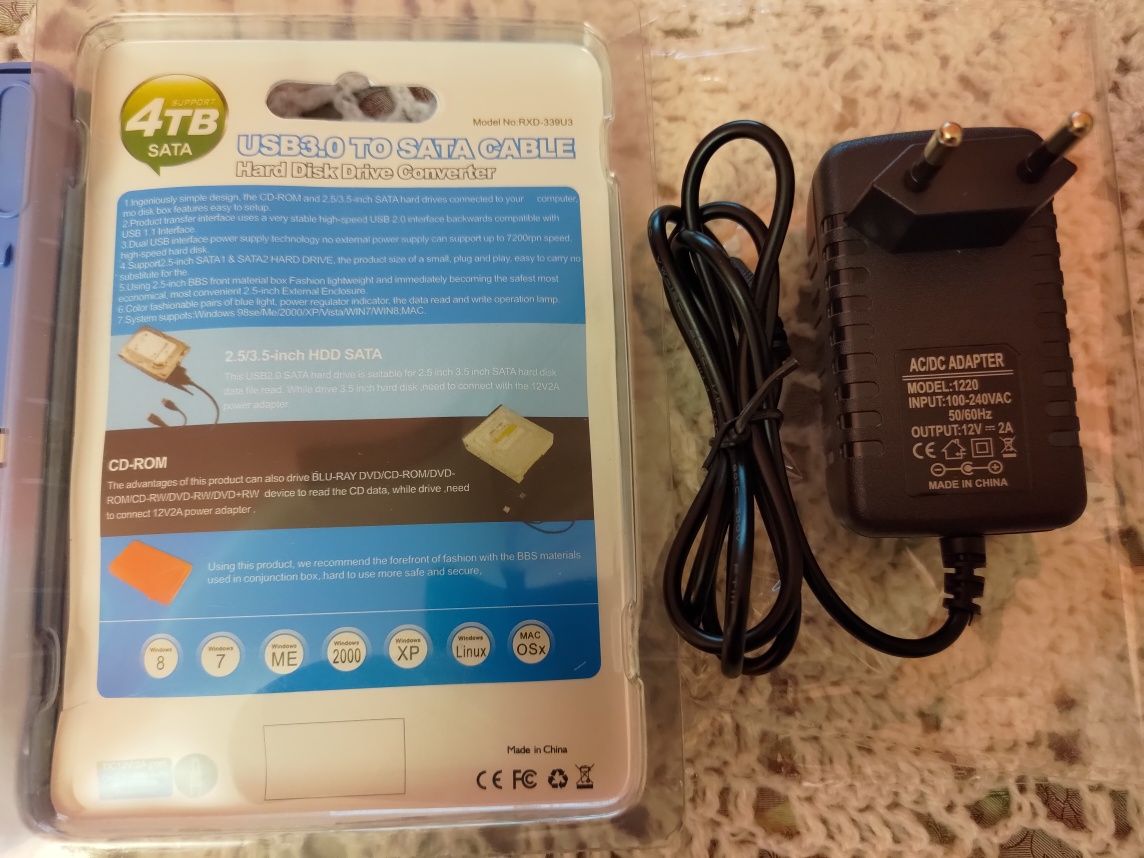 Адаптор SATA USB 3.0 з блоком живлення для HDD SSD 2.5" 3.5"