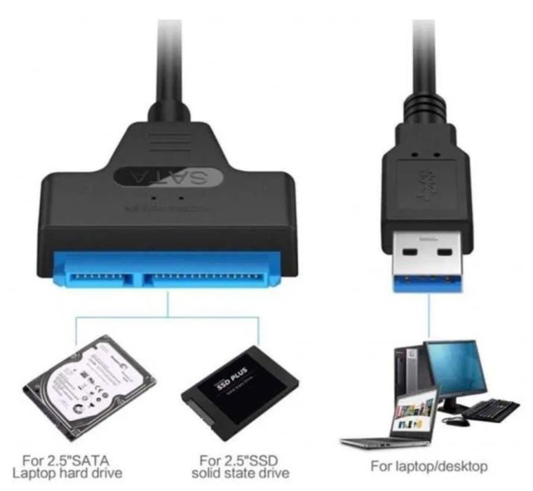 (НОВЫЙ) Переходник адаптер SATA-USB 3.0 для диска HDD SSD 2.5