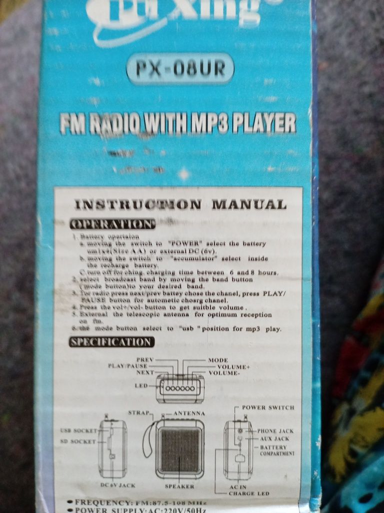 FM Radio WiTH MP3 Player  PX-08 UR