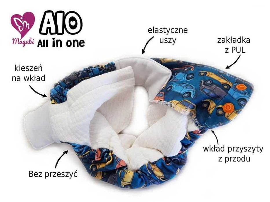 AIO, r. OS Pants, Pielucha wielorazowa, Magabi