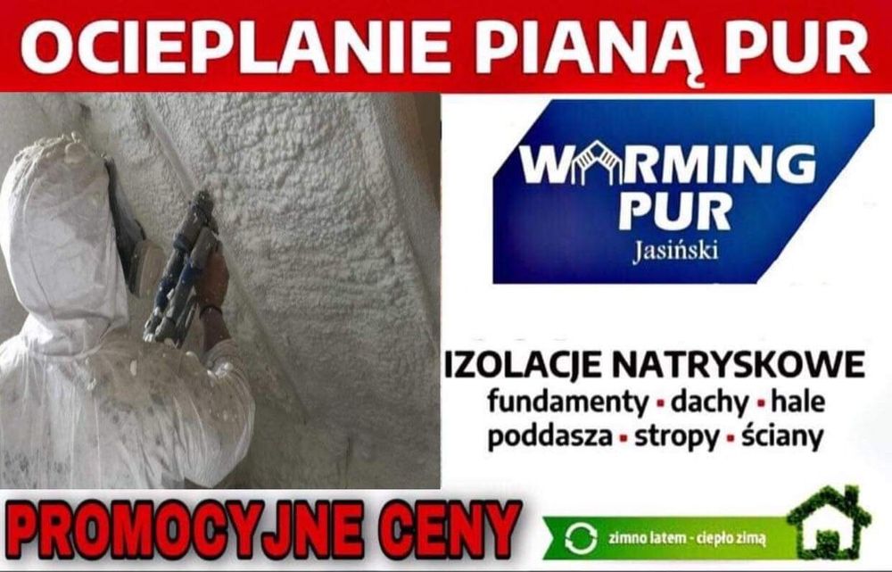 Ocieplanie pianką poddasza dachu ocieplenie pianą pur izolacja chłodni