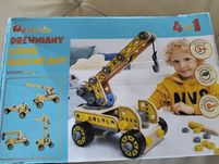 Drewniany dźwig budowlany klocki konstrukcyjne 4 w 1