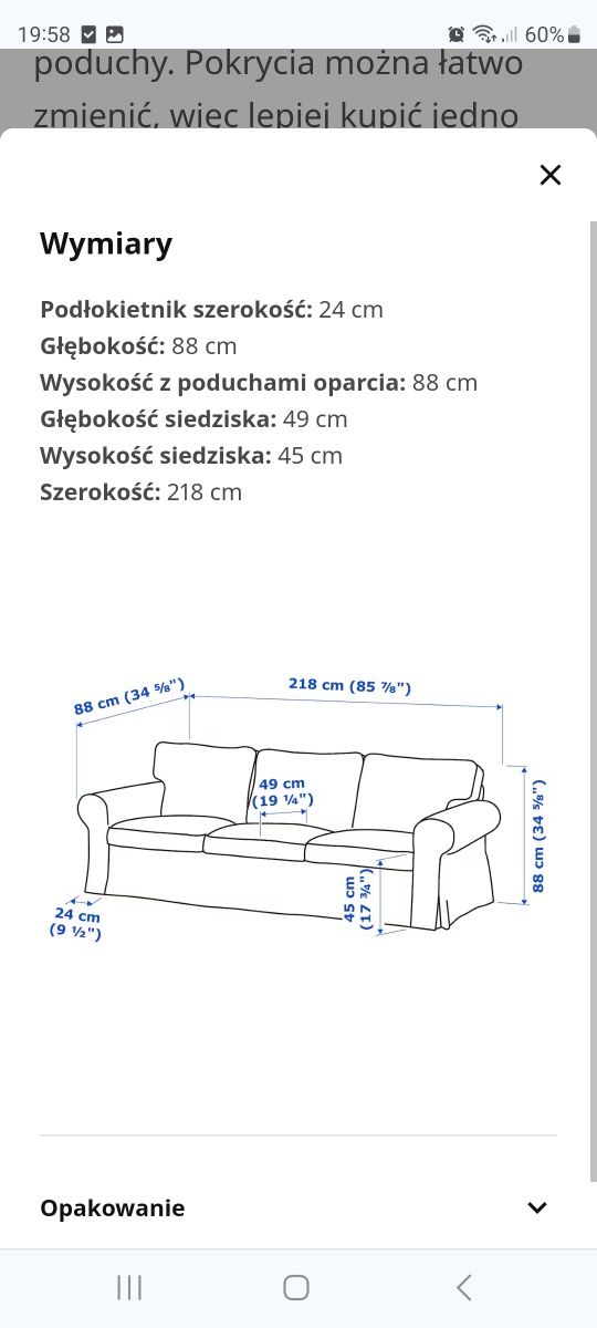 Nowa Piękna Kanapa Ikea Ektorp 3 osobowa szarozielona Polecam