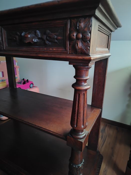 Pomocnik, stolik eklektyczny z blatem marmurowym