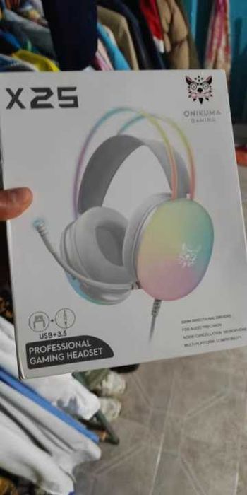 Białe Słuchawki Gamingowe Full RGB