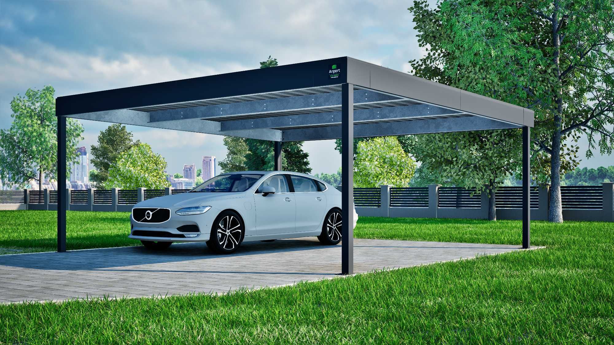 Carport 6x6, wiata samochodowa metalowa, nowoczesne wiaty garażowe