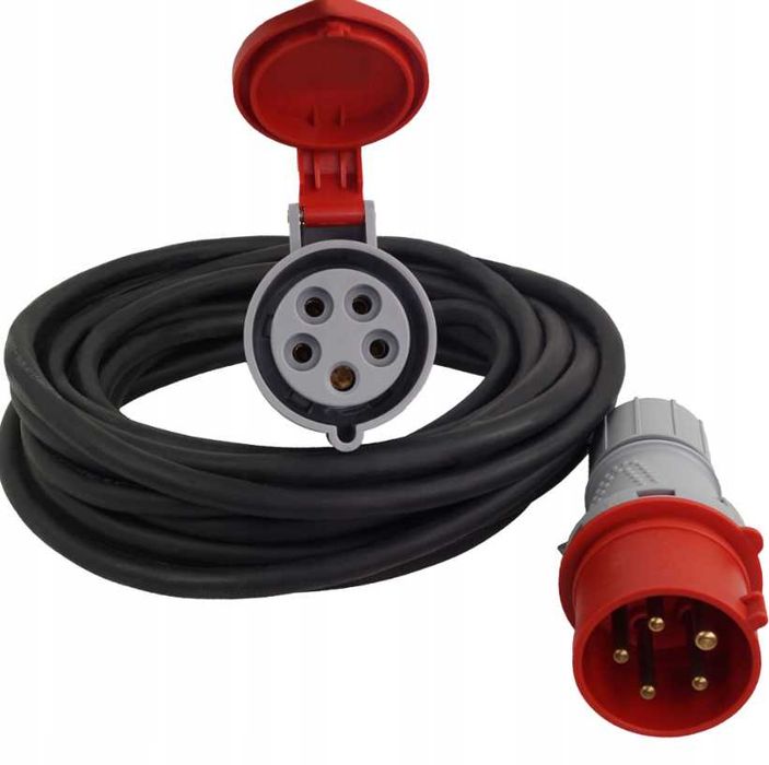 PRZEDŁUŻACZ SIŁOWY 5x2,5 10m 16A 400V Gruby Elastyczny - WYPRZEDAŻ