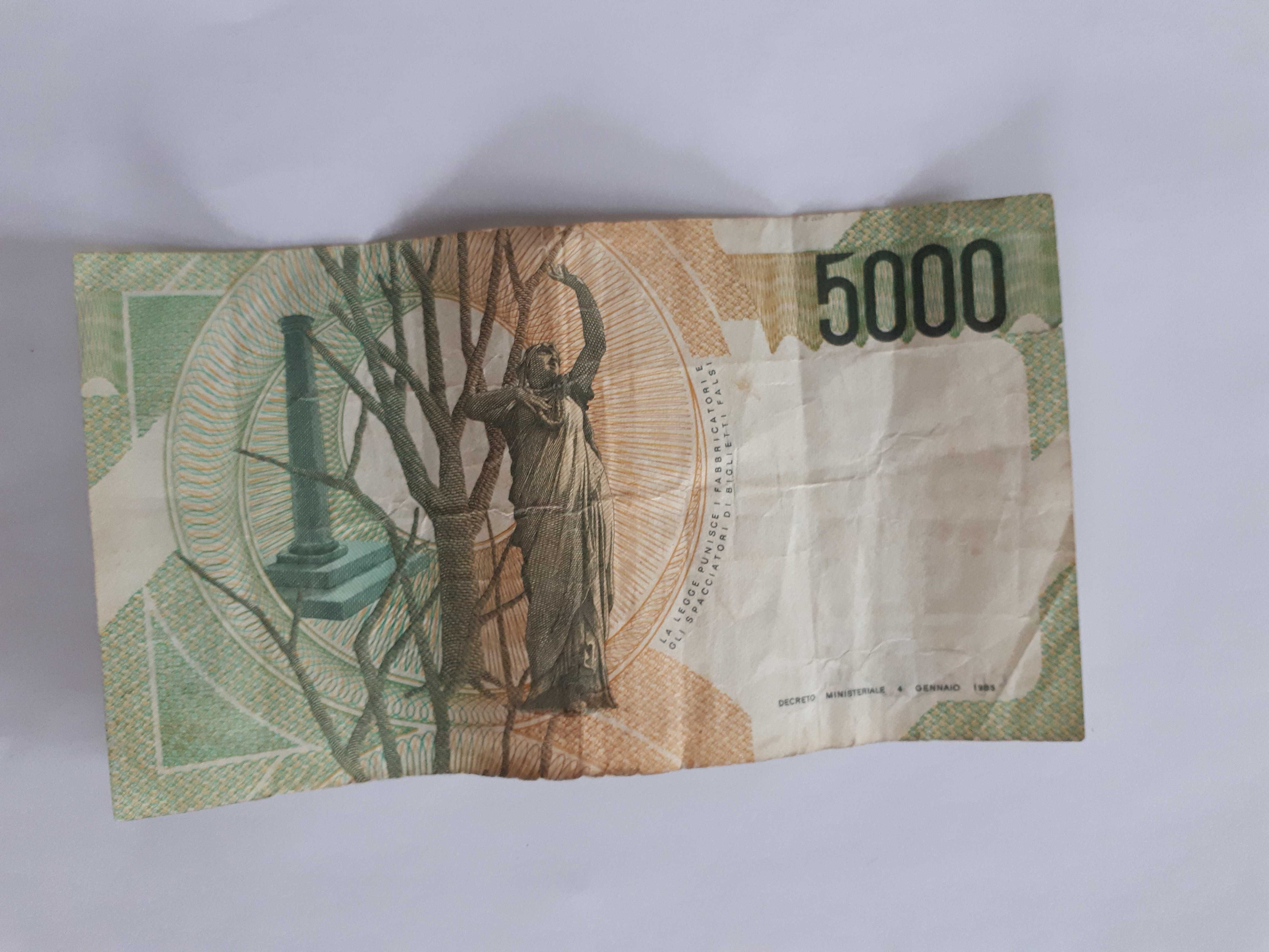 Banknot 5000 lirów 1985