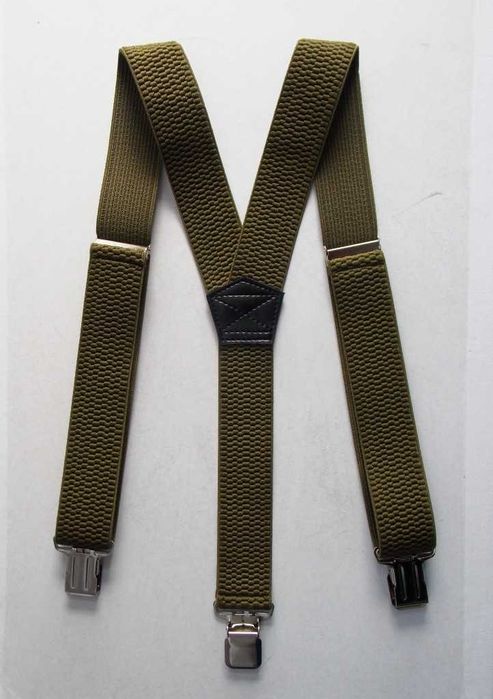 Мужские широкие усиленные подтяжки хаки / підтяжки хакі посилені