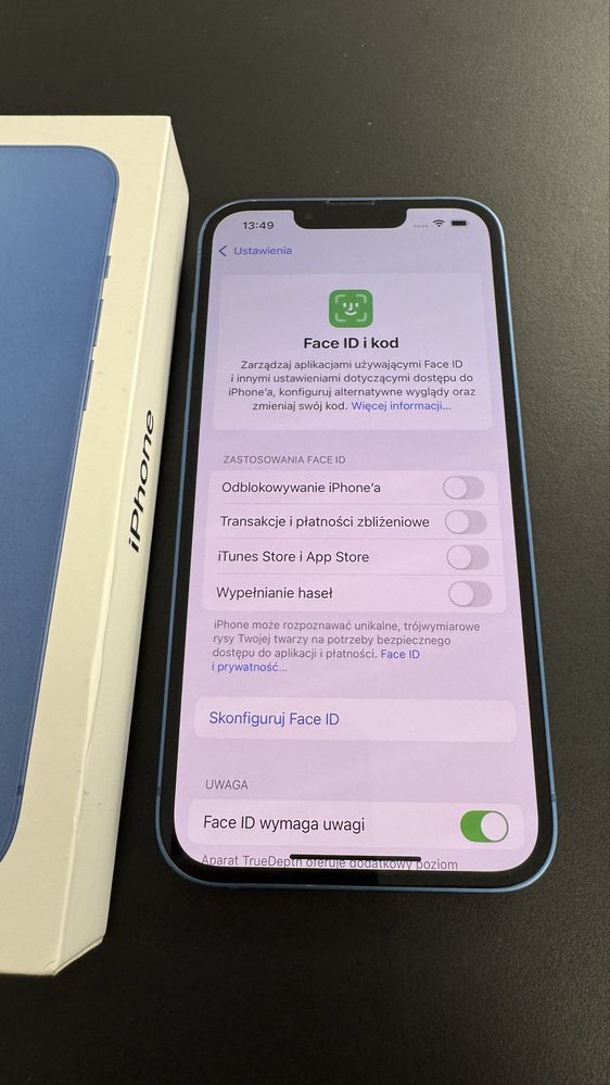iPhone 13 niebieski bateria 100% 128 gb