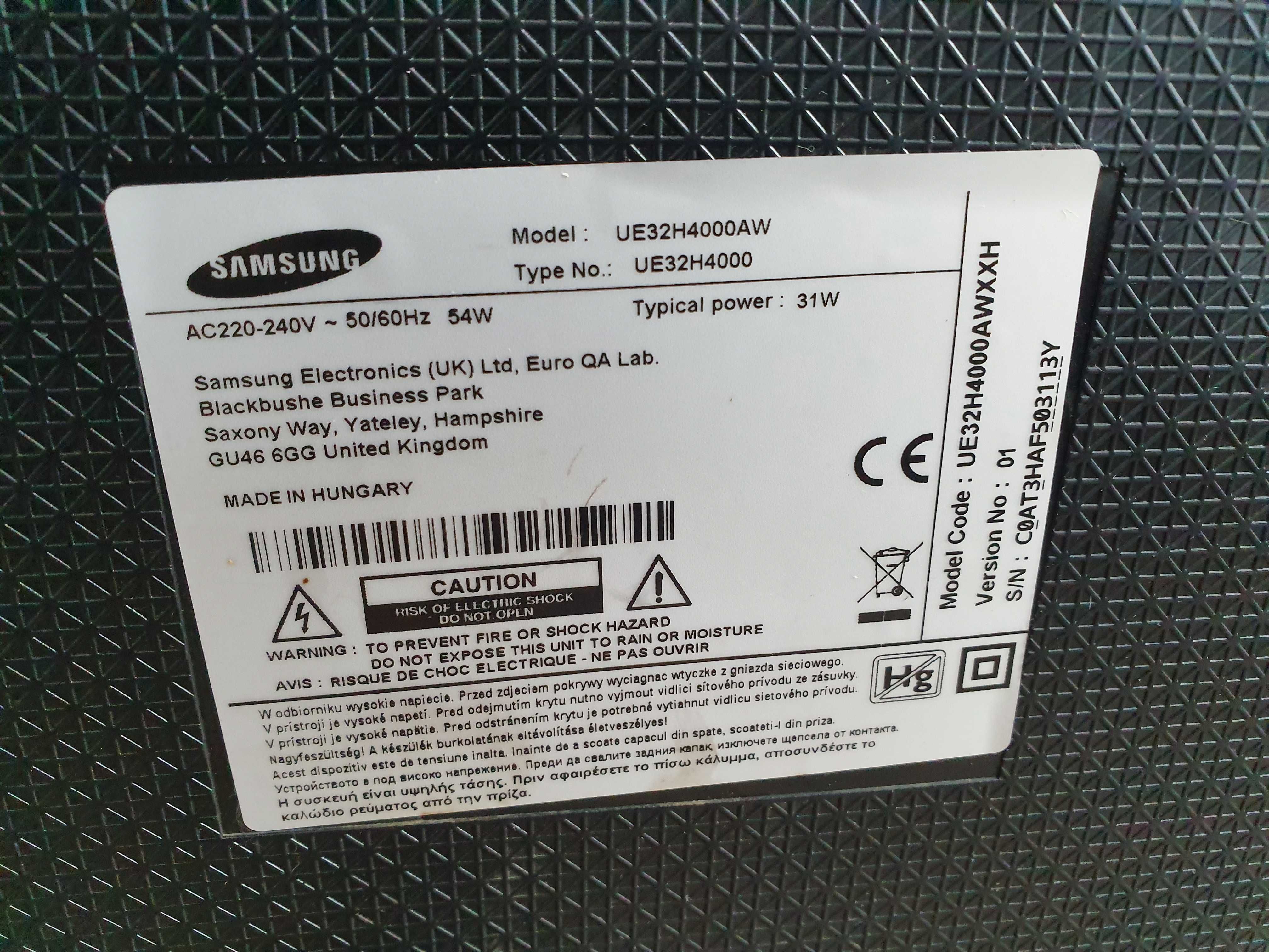 Telewizor Samsung 32 cale ue32h4000aw energooszczędny