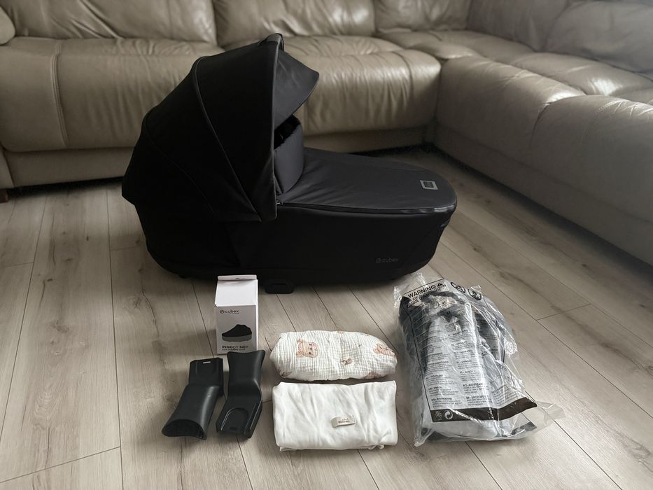 Gondola Cybex Priam 4.0 Onyx Black Adaptery Folia Moskitiera Jak Nowa!