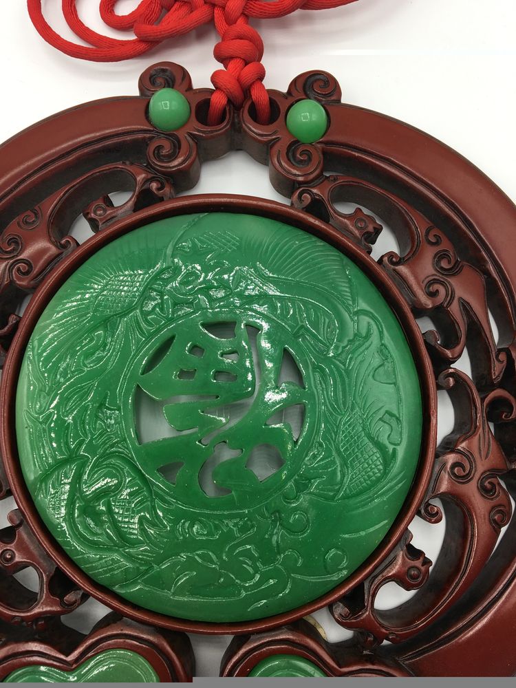 Par de ornamentos leao jade oriental