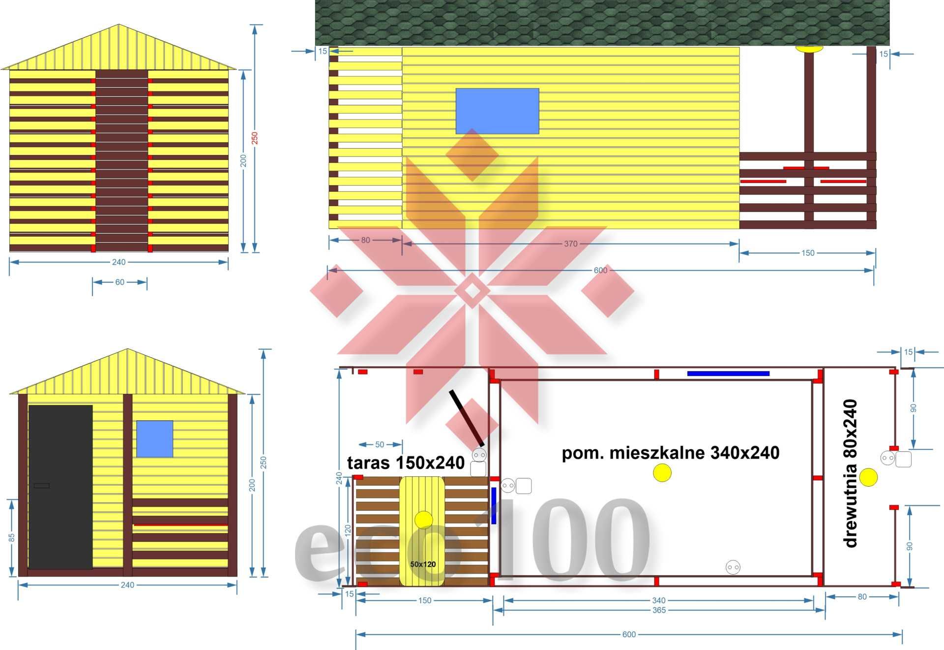 Domek letniskowy domek narzędziowy domek całoroczny 6x2,4m 100% GOTOWY