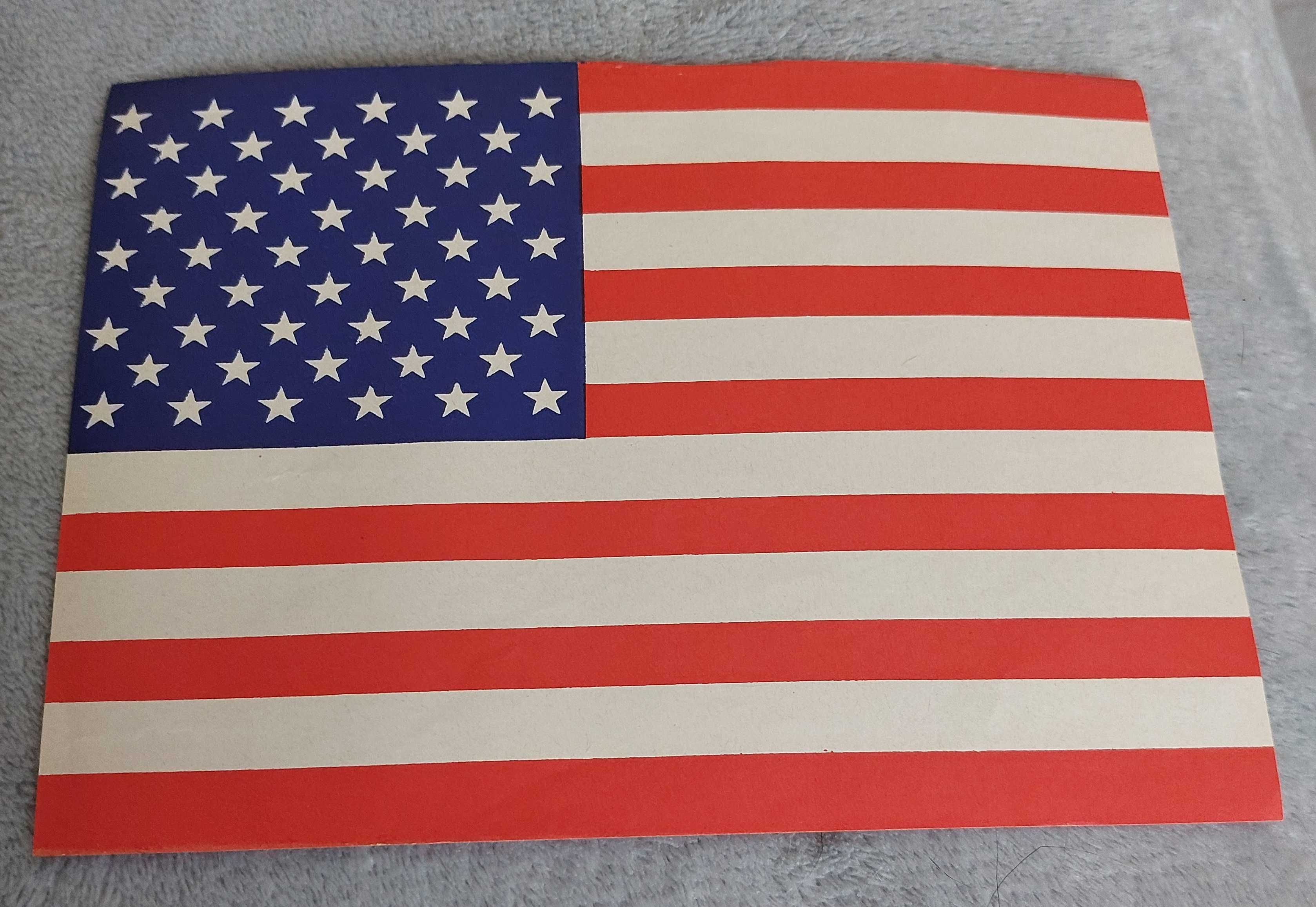 vintage flaga, chorągiewka papierowa USA 1986 r.