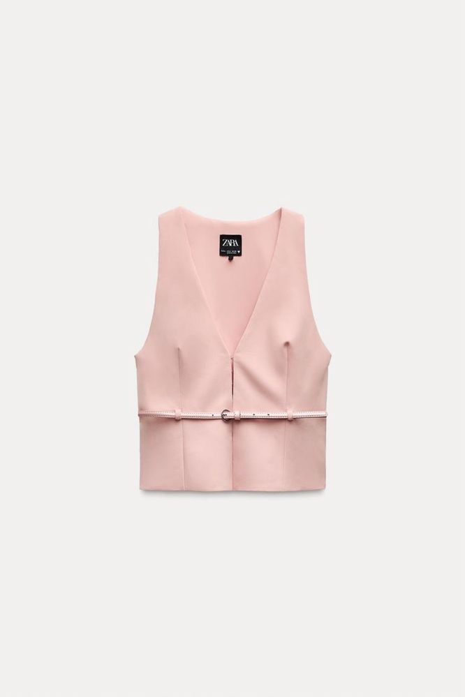 Zara. Стильна рожева пудрова жилетка