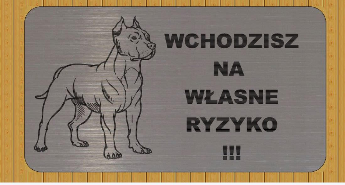 Tabliczka uwaga zły pies różne rasy