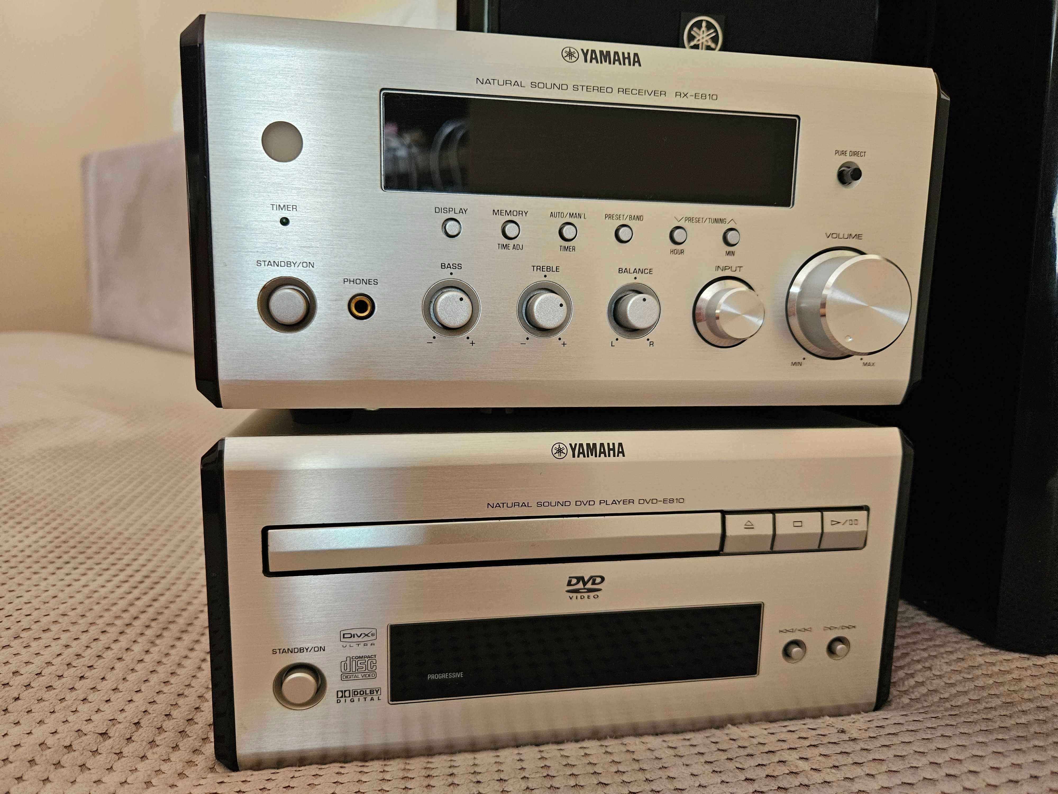 YAMAHA RX-E810 + CD/DVD E-810 Wieża stereo - kolumny czarne.