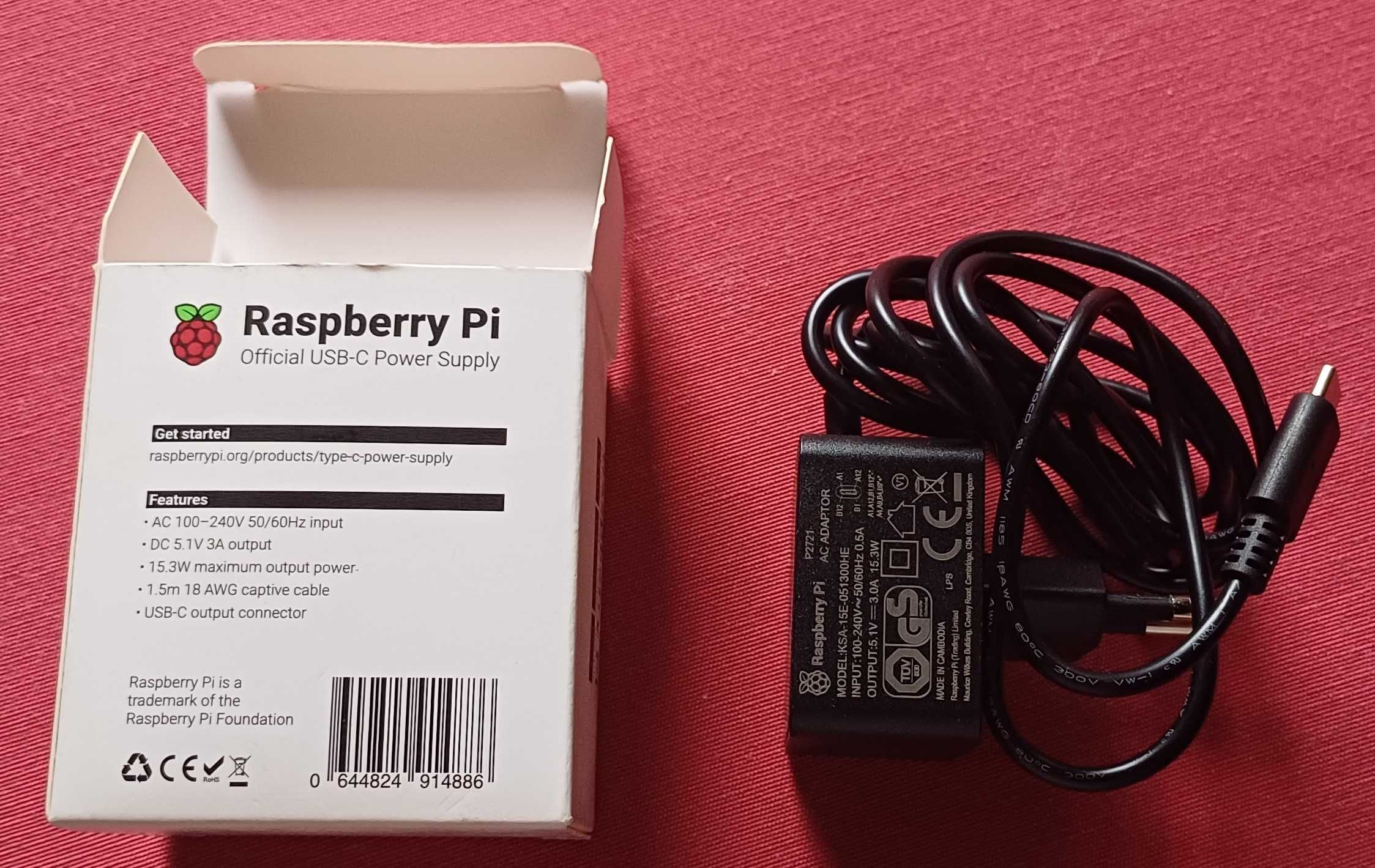 Carregador Raspberry Pi USB-C 15W