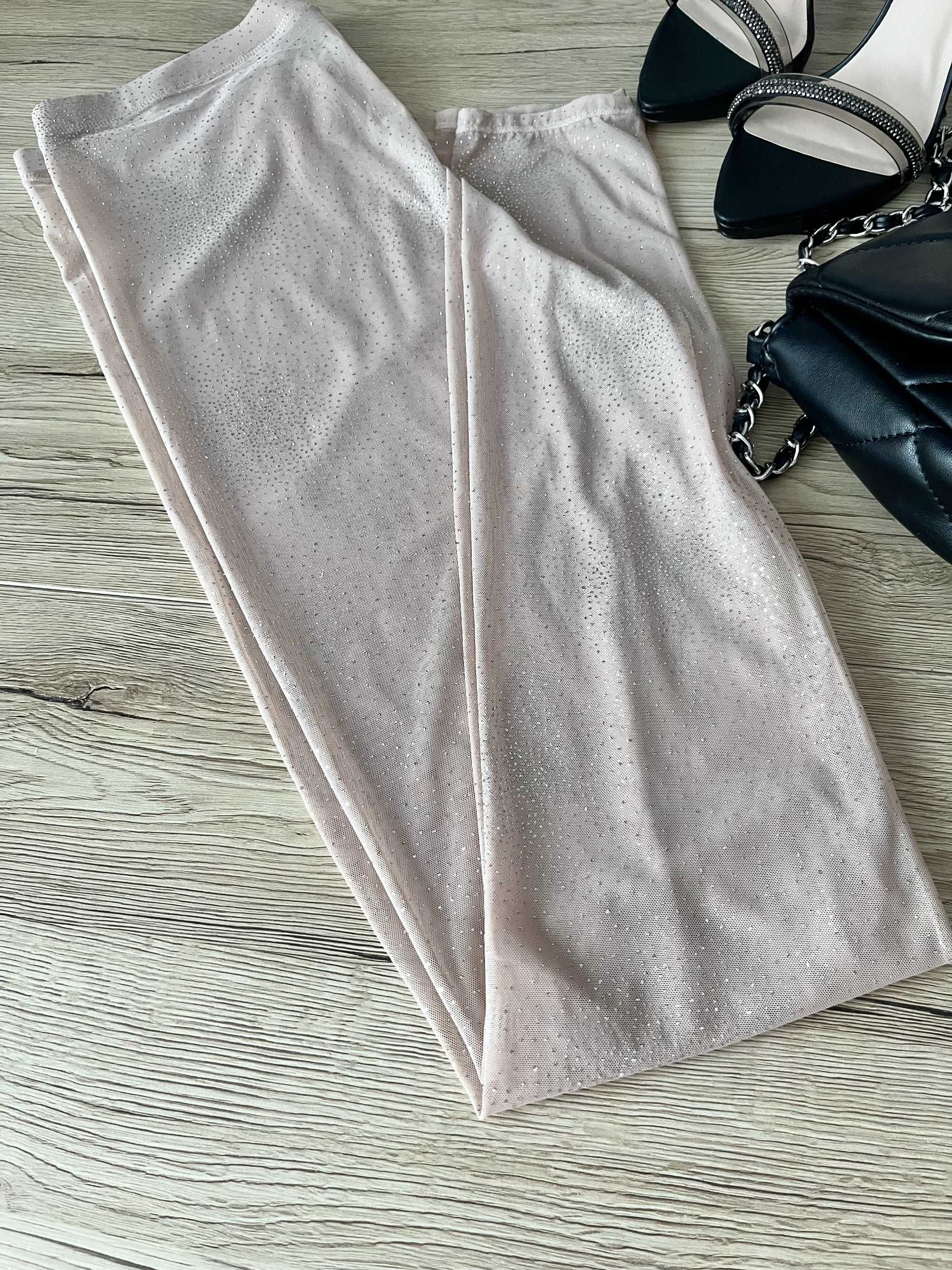 Spodnie leginsy rajstopy błyszczące z diamencikami cekiny H&M L/40
