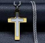 Złoty Srebrny Łańcuszek Męski z Krzyżem Krzyżykiem Biżuteria Religijna