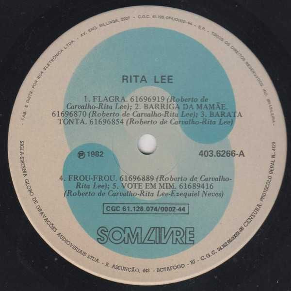 Colecionismo vinil MPB 1982 RARO: LP / Rita Lee - Roberto De Carvalho