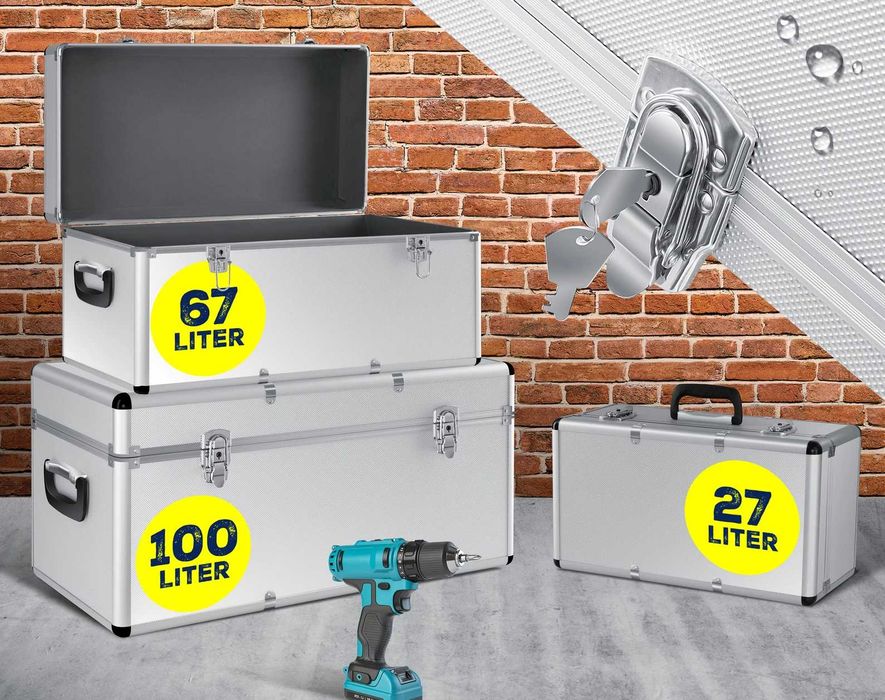 Skrzynka skrzynia aluminiowa transportowa narzędziowa 67L średnia