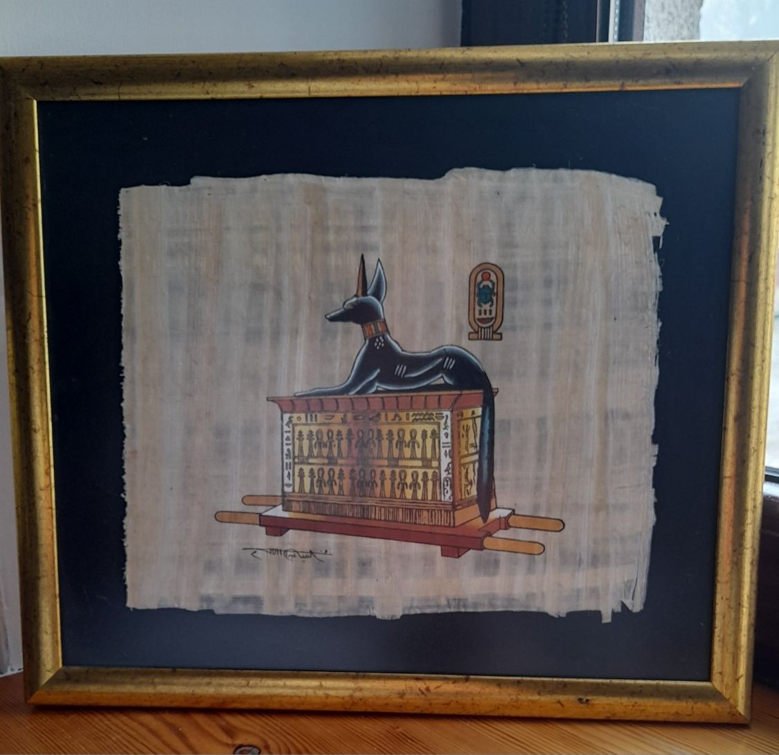 Papirus egipski Anubis, oprawiony