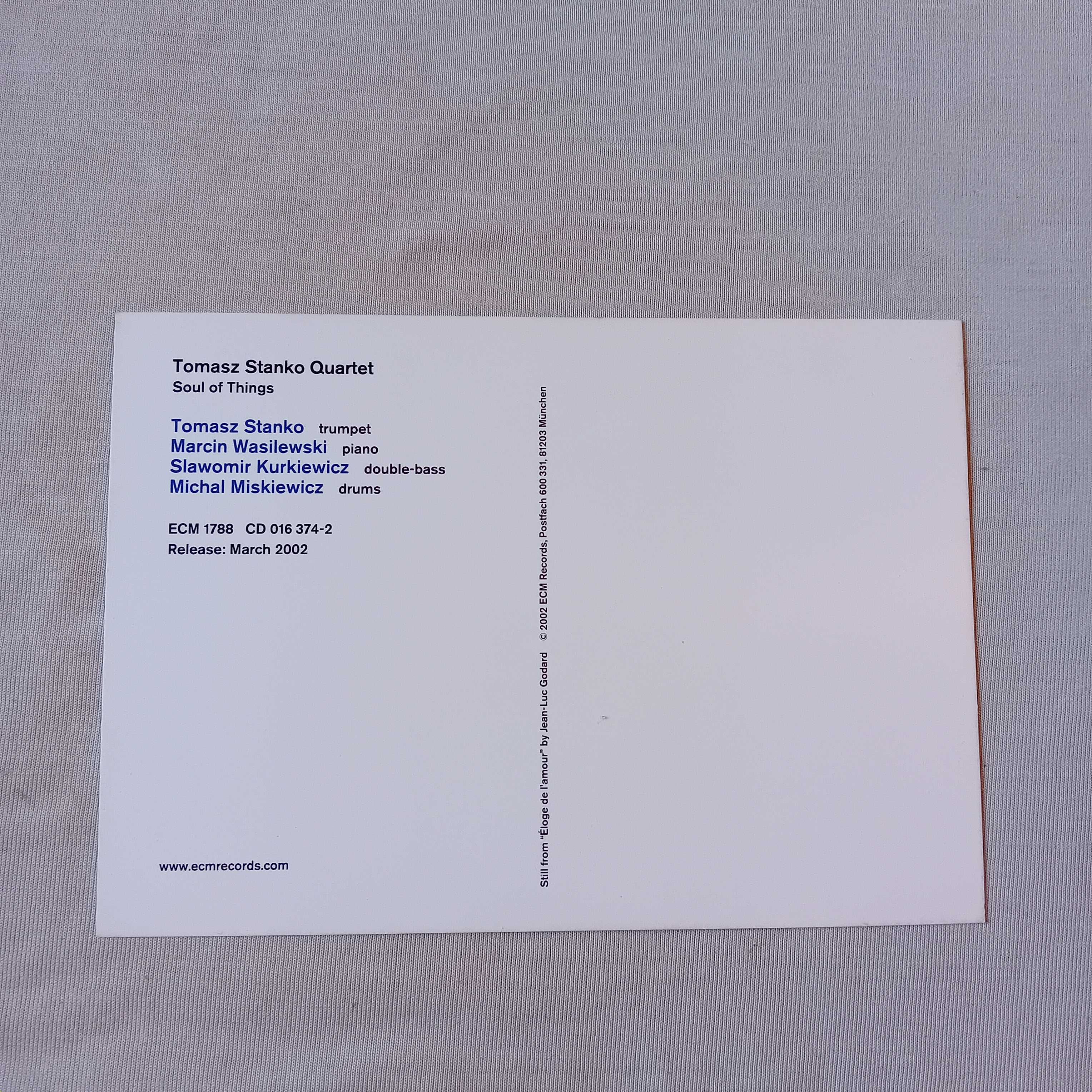 Pocztówka rekl.: Tomasz Stańko Quartet - Soul of Things. ECM Rec. 2002
