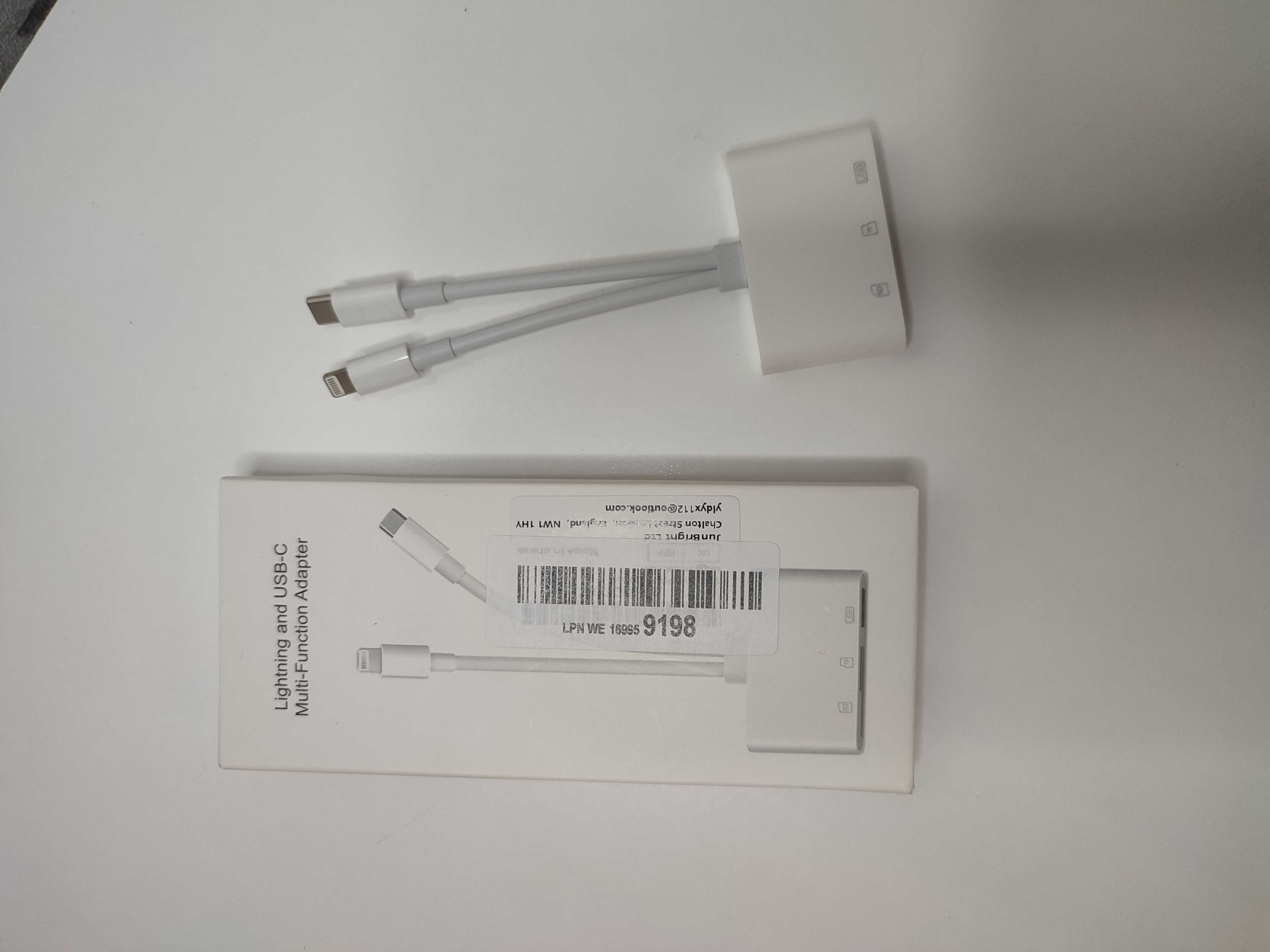 Adapter 3w1 8 Pin + USB-C na USB + TF / SD czytnik kart