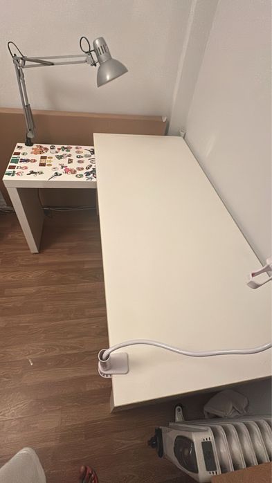 MALM Secretária c/painel extraível, branco, 151x65 cm